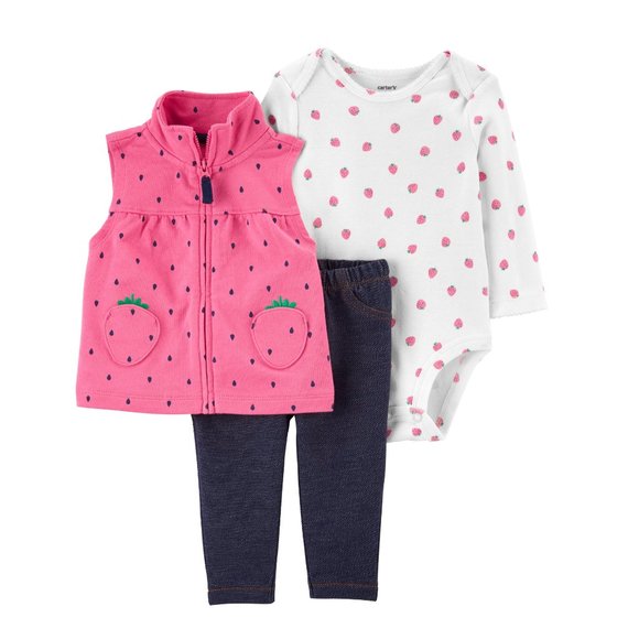 Carter's 3-Piece Strawberry Little Vest Set - 3 Months - Picture 4 of 4
